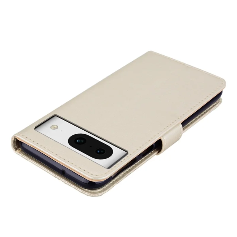 For Google Pixel 8 Mobile Phone Case TPU+PU Leather Stand Flip Imprinted Owl Flower Wallet Cover - Gold