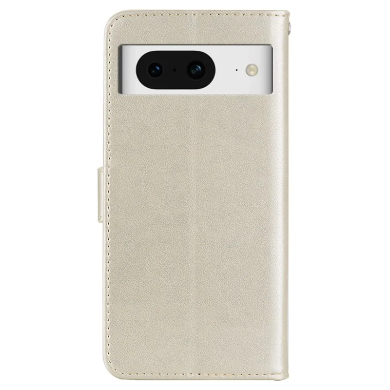 For Google Pixel 8 Mobile Phone Case TPU+PU Leather Stand Flip Imprinted Owl Flower Wallet Cover - Gold