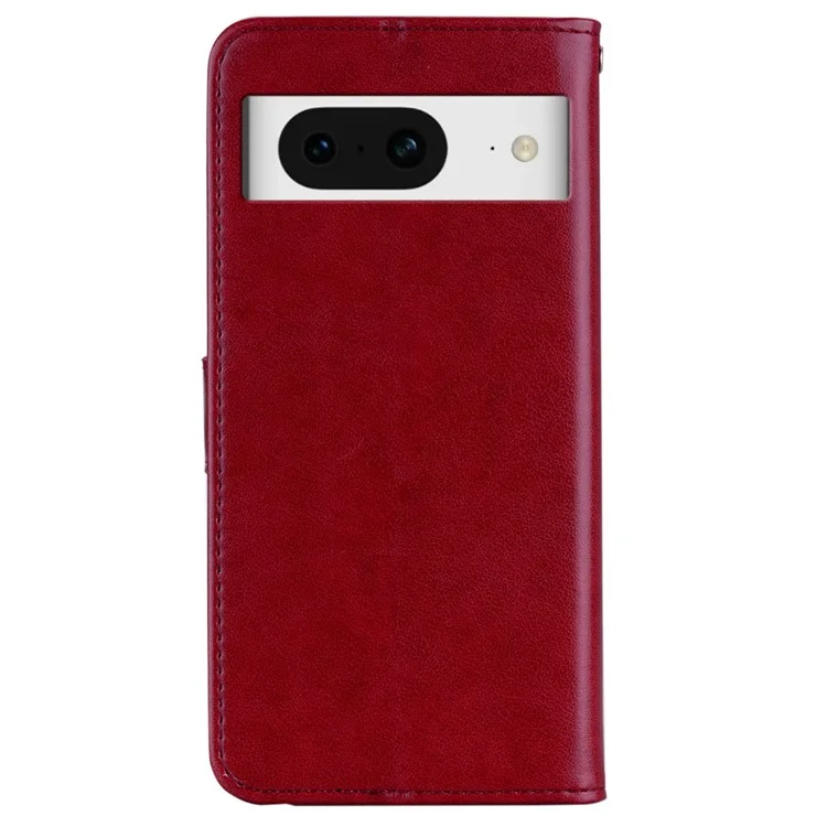 Für Google Pixel 8 Rhinestone Phone Cover Ledercase bedruckter Eule Blumenständer Brieftasche - Rot