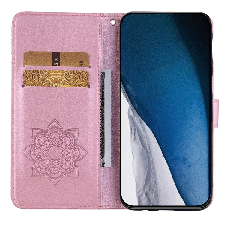 For Google Pixel 8 Pro Soft TPU+PU Leather Stand Phone Case Flip Wallet Cover Imprinted Owl Flower Shell - Rose Gold