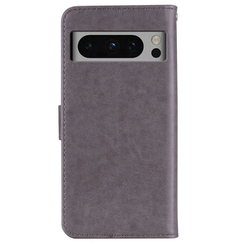 Phone Case for Google Pixel 8 Pro , PU Leather+TPU Shell Rhinestone Imprinted Pattern Stand Wallet Cover - Grey