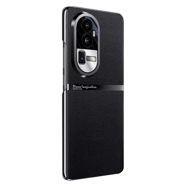 Stoßfeste Hülle für Oppo Reno10 Pro+ 5G Anti-Drop PU-Leder PC-Handyhülle - Schwarz