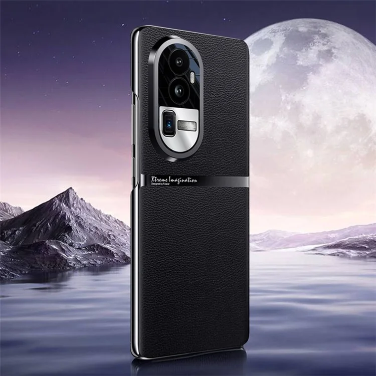 Stoßfeste Hülle für Oppo Reno10 Pro+ 5G Anti-Drop PU-Leder PC-Handyhülle - Schwarz