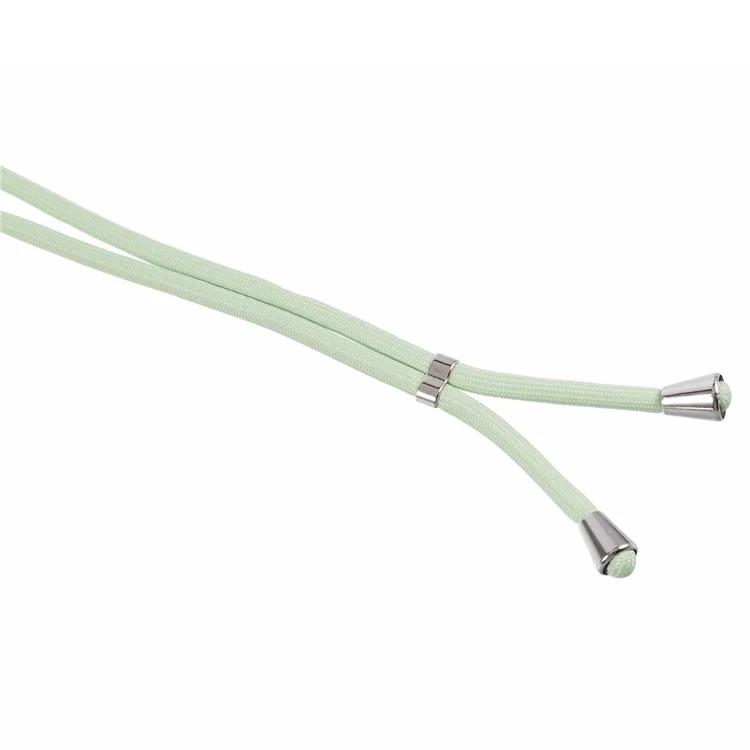For iPhone 11 TPU Case Fiber Lining Protective Phone Cover with Long Lanyard - Matcha Green