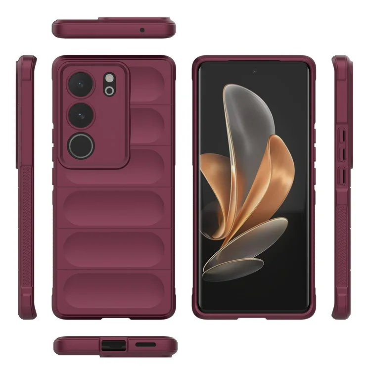 Per vivo S17 5G / S17 Pro 5G Custodia morbida in TPU a prova di caduta, Custodia protettiva per il retro anti-graffio - Rosso vino