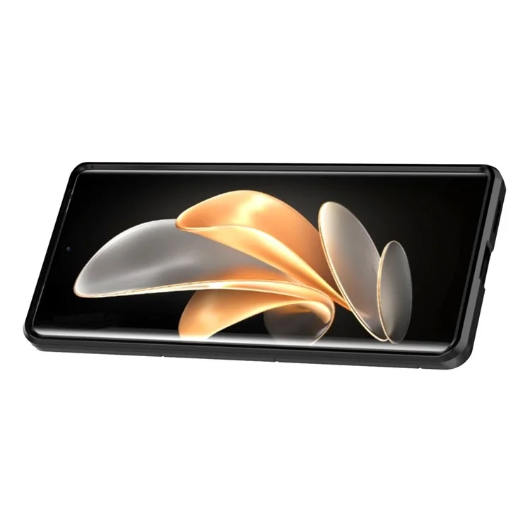 Чехол для телефона с кольцевой подставкой для vivo S17e 5G, ударопрочный корпус из ТПУ + ПК - черный