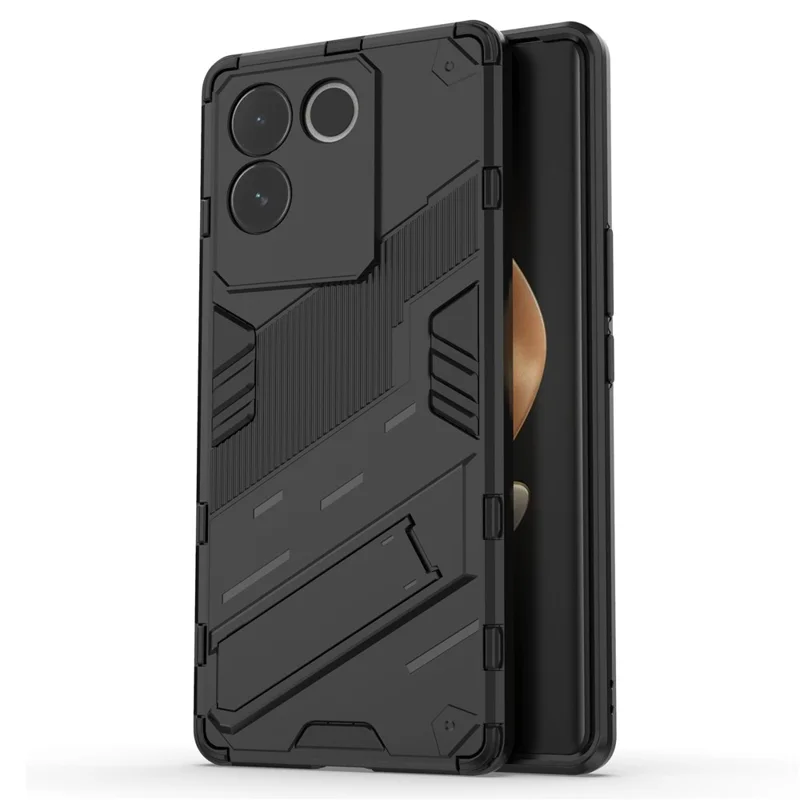 For vivo S17e 5G PC + TPU Phone Back Cover Drop-proof Phone Case with Kickstand - Black