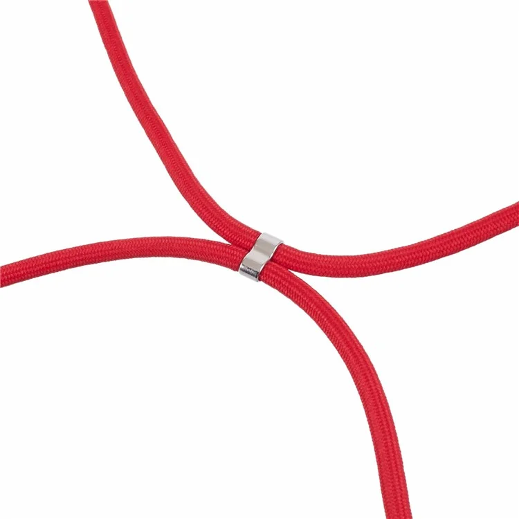 For Samsung Galaxy A14 5G / A14 4G Case Fiber Lining Rubberized TPU Cover with Long Lanyard - Red