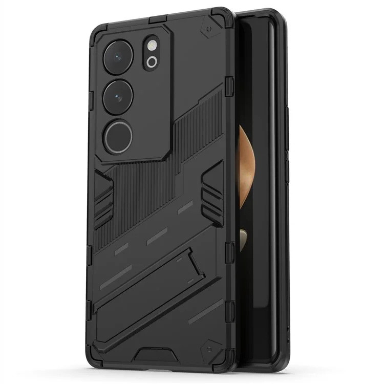 Para vivo S17 5G / S17 Pro 5G Cubierta Trasera con Soporte Antichoque PC + Carcasa de Teléfono TPU - Negro