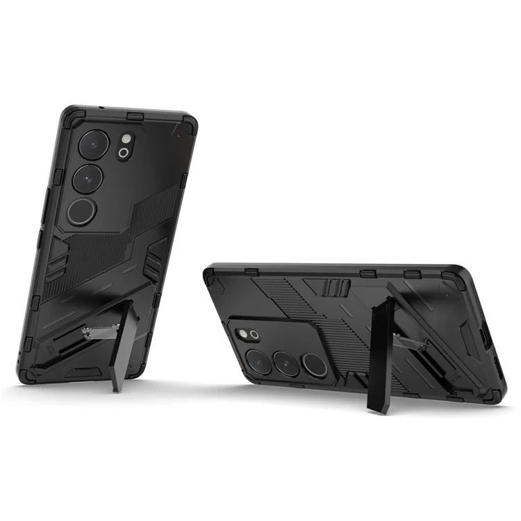 Para vivo S17 5G / S17 Pro 5G Cubierta Trasera con Soporte Antichoque PC + Carcasa de Teléfono TPU - Negro