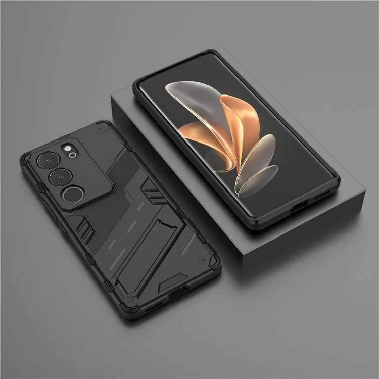 Para vivo S17 5G / S17 Pro 5G Cubierta Trasera con Soporte Antichoque PC + Carcasa de Teléfono TPU - Negro