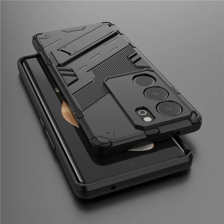 Para vivo S17 5G / S17 Pro 5G Cubierta Trasera con Soporte Antichoque PC + Carcasa de Teléfono TPU - Negro