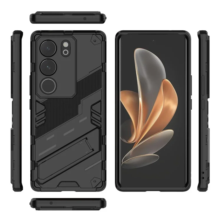 Para vivo S17 5G / S17 Pro 5G Cubierta Trasera con Soporte Antichoque PC + Carcasa de Teléfono TPU - Negro