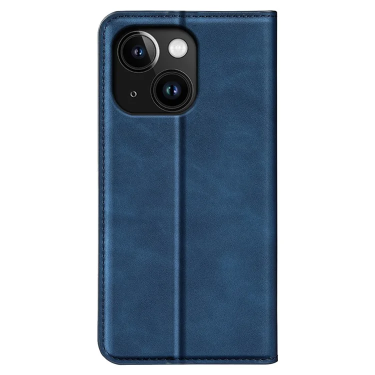 Für iPhone 15 kratzfeste PU-Leder-Brieftasche Flip-Case Skin-Touch-Ständer-Abdeckung - Blau