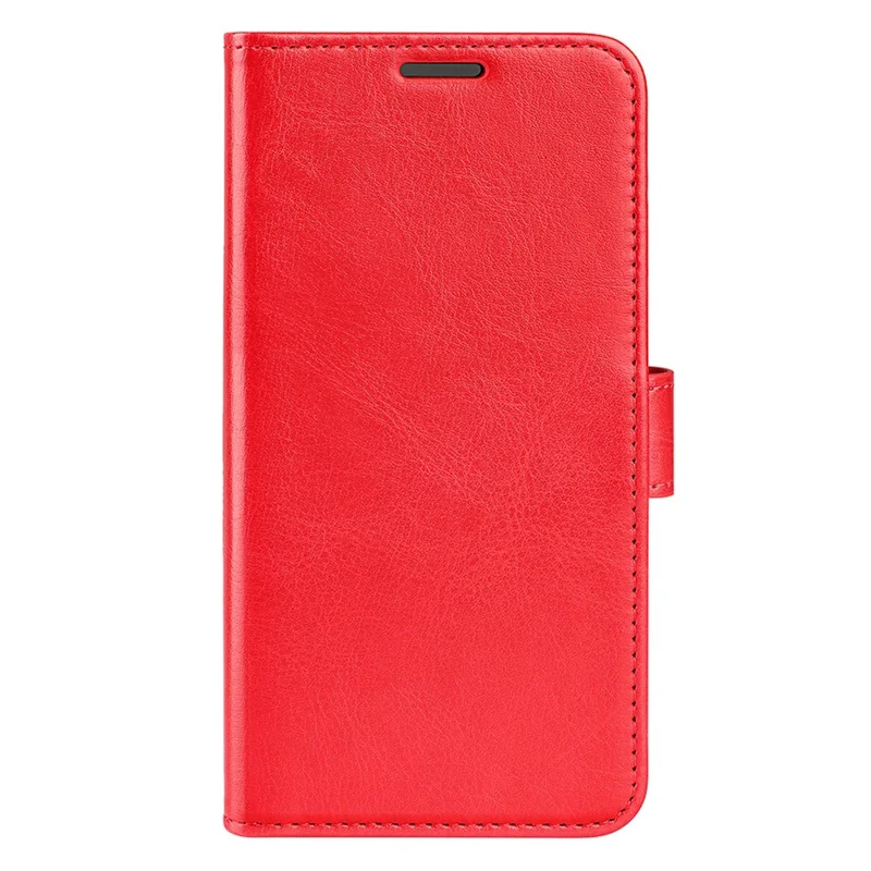 Für iPhone 15 PU-Leder-Ständer-Cover Crazy Horse Textur Wallet Flip Phone Case Shell - Rot