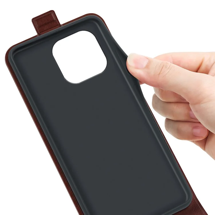 Cell Phone Case for iPhone 15 Pro Max , Drop Protection Vertical Flip PU Leather Phone Cover with Card Slot - Brown