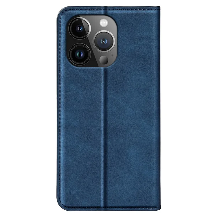 Для iPhone 15 Pro Кожаный кошелек PU Flip Case Skin-touch Stand Anti-drop Cover - Blue