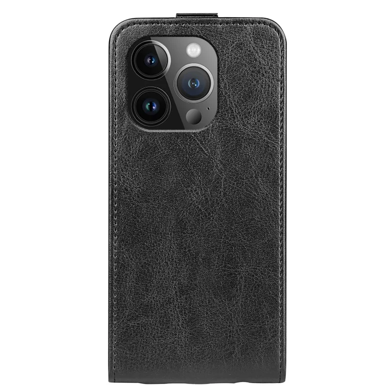 For iPhone 15 Pro Vertical Flip Case TPU+PU Leather Phone Shell Mobile Phone Cover with Card Slots - Black