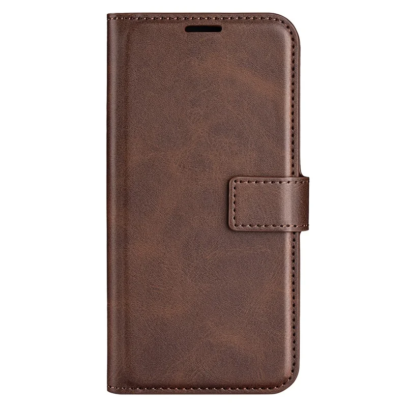 For iPhone 15 Pro Stand Wallet Calf Texture Leather Cover Square Magnetic Closure Phone Case - Brown