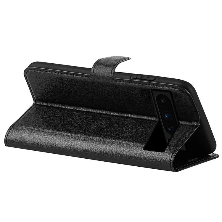 Litchi Texture Shell for Google Pixel 8 Pro Wallet Phone Cover PU Leather Stand Mobile Phone Case - Black