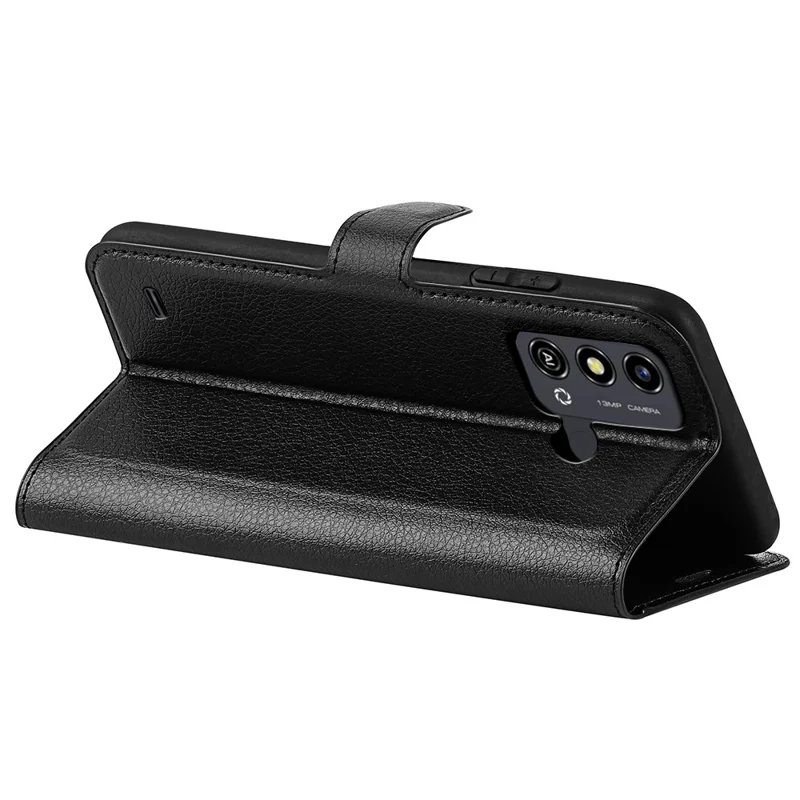 Litchi Texture Shell per ZTE Blade A53 Portafoglio Cover Telefono in Pelle PU Mobile Phone Stand - Nero