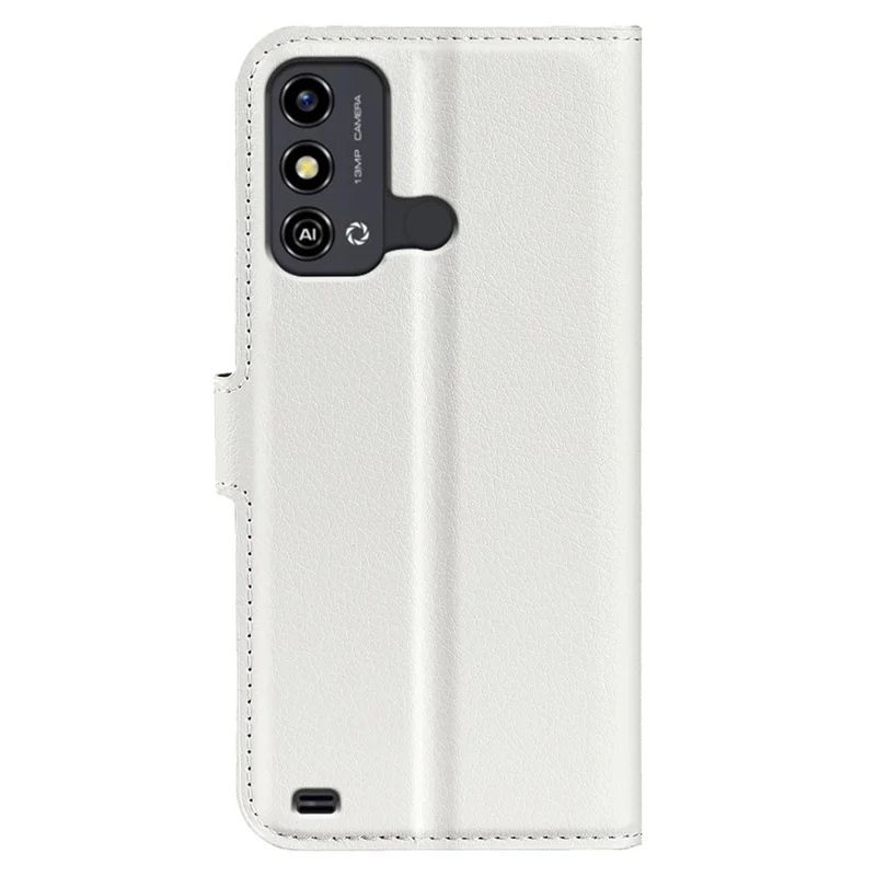 Litchi Texture Shell for ZTE Blade A53 Wallet Phone Cover Stand Mobile Phone PU Leather Case - White