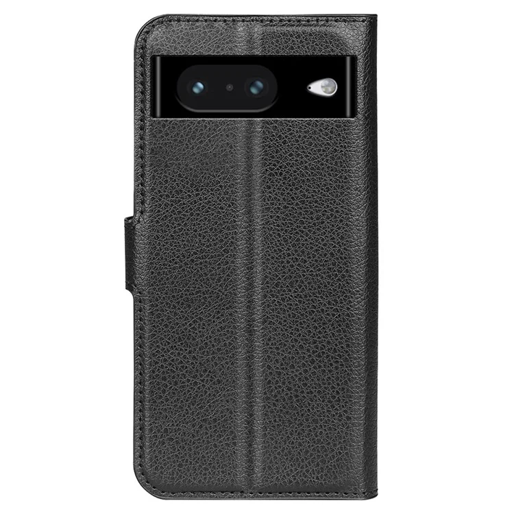 Wallet Phone Cover für Google Pixel 8 PU-Leder Stand Mobiltelefon Hülle Litchi-Textur Schale - Schwarz