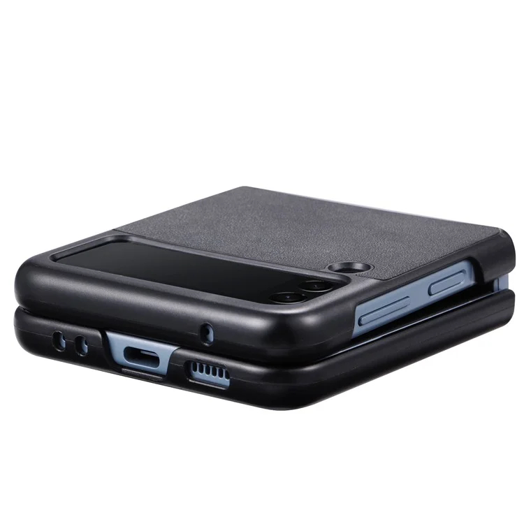 Capa de Telefone da Série VILI TR para Samsung Galaxy Z Flip3 5G, Revestida de Couro, Capa Protetora de PC