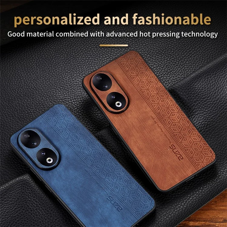 AZNS For Honor 90 Pro Phone Cover PU Leather+TPU Phone Case Imprinted Pattern Protection Shell - Brown
