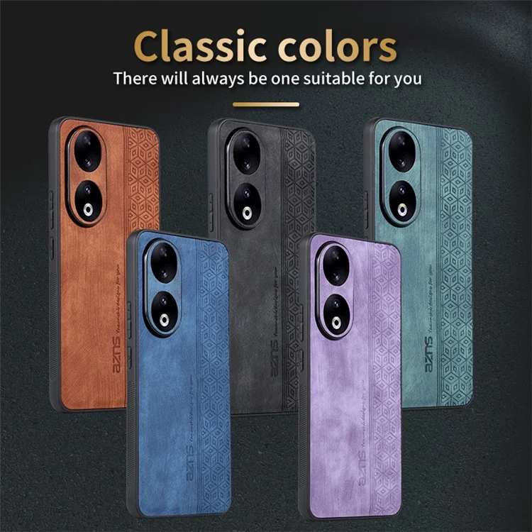 AZNS For Honor 90 Pro Phone Cover PU Leather+TPU Phone Case Imprinted Pattern Protection Shell - Brown