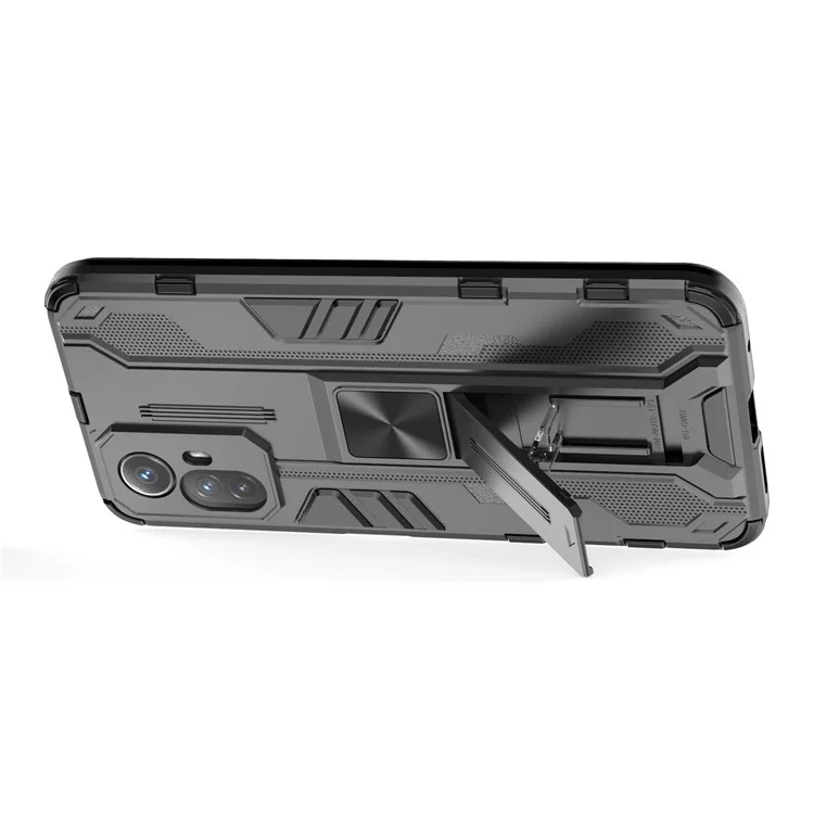 For Xiaomi Redmi Note 12S 4G Phone Case Anti-Drop Protective Cover Kickstand Hard PC + Soft TPU Phone Case - Black