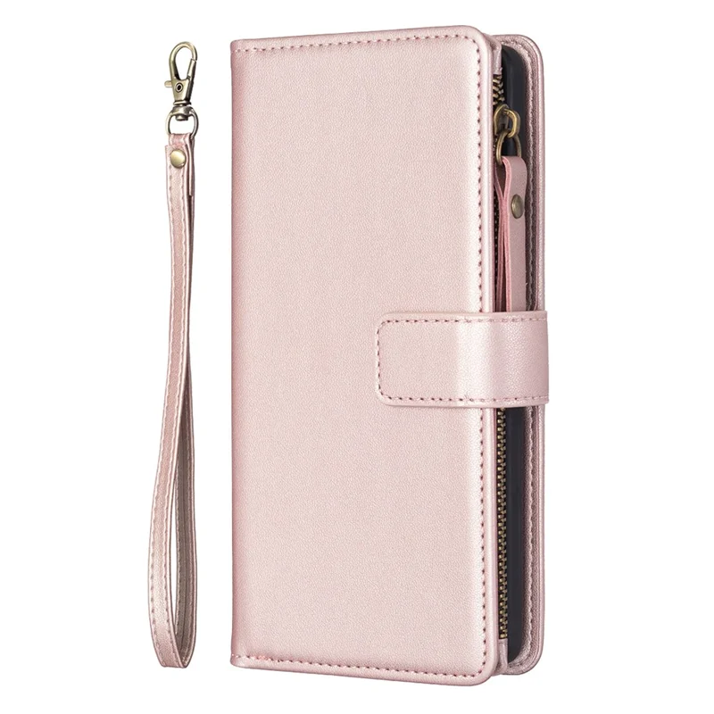 BF Style-19 for Samsung Galaxy S20 FE 5G / S20 FE / S20 FE 2022 / S20 Lite PU Leather Cover Wallet Stand Zippered Phone Case - Rose Gold