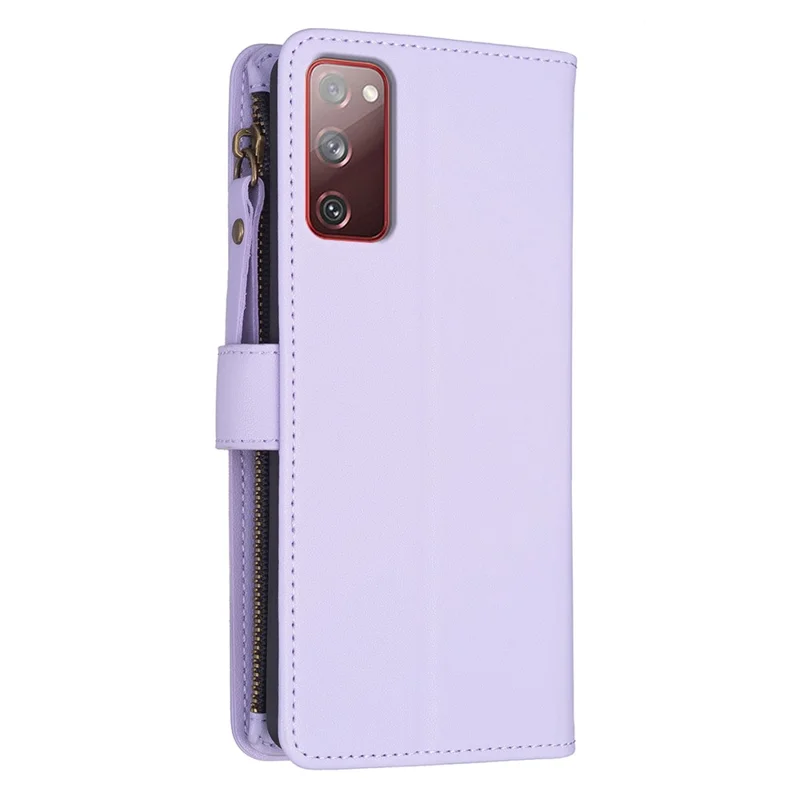 BF Style-19 para Samsung Galaxy S20 FE 5G / S20 FE / S20 FE 2022 / S20 Lite Capa de Carteira de Couro PU Stand com Zíper - Roxo