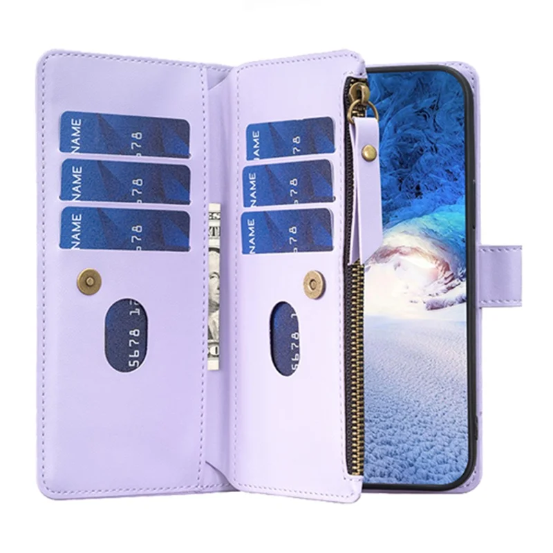 BF Style-19 para Samsung Galaxy S20 FE 5G / S20 FE / S20 FE 2022 / S20 Lite Capa de Carteira de Couro PU Stand com Zíper - Roxo