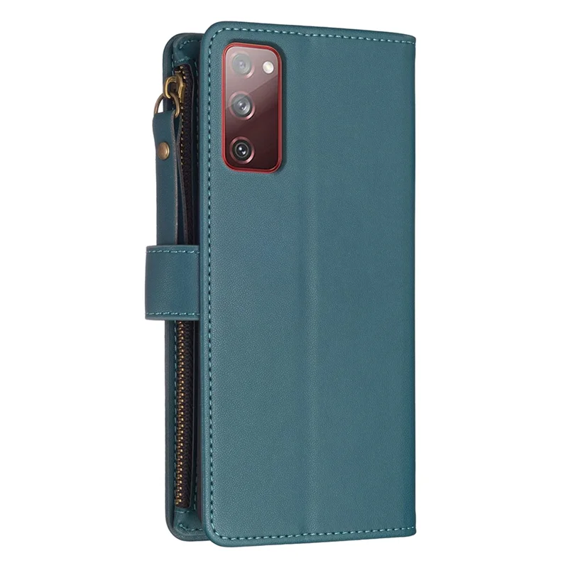 BF Style-19 for Samsung Galaxy S20 FE 5G / S20 FE / S20 FE 2022 / S20 Lite PU Leather Cover Wallet Stand Zippered Phone Case - Green