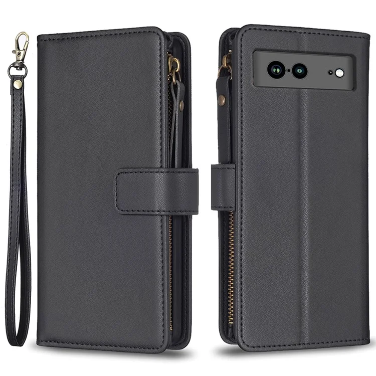 BF Style-19 для Google Pixel 7a Пылезащитный кожаный кошелек-чехол для телефона с подставкой - Черный