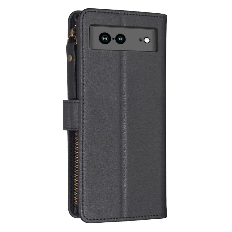 BF Style-19 для Google Pixel 7a Пылезащитный кожаный кошелек-чехол для телефона с подставкой - Черный