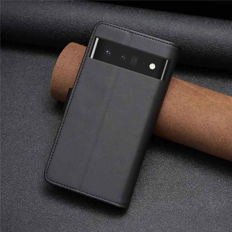 BF Style-19 PU Leather Wallet Case for Google Pixel 7 Pro 5G , Stand Zippered PU Leather+TPU Phone Cover - Black