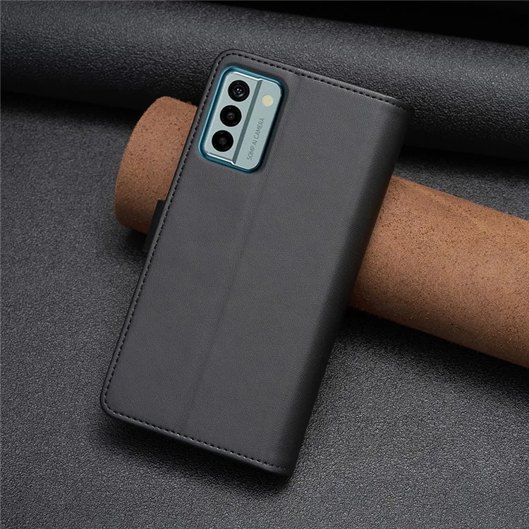 BF Style-19 Phone Case for Nokia G22 , Anti-Scratch Leather Shell Zippered Wallet Stand Cover - Black