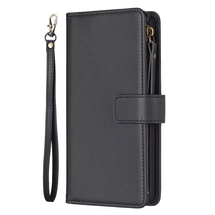 BF Style-19 per Oppo A74 / A93 / A54 5G Custodia in pelle PU con tasca con cerniera, supporto pieghevole - Nero