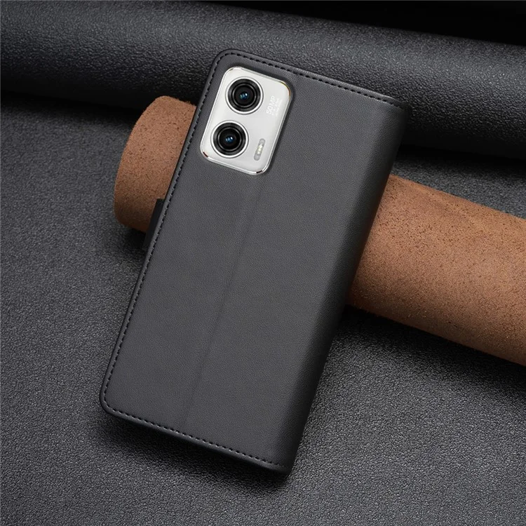 BF19 Per Motorola Moto G73 5G Smartphone Case Anti-Scratch Shell Portafoglio in Pelle PU Stand Cerniera Custodia per Telefono - Nero