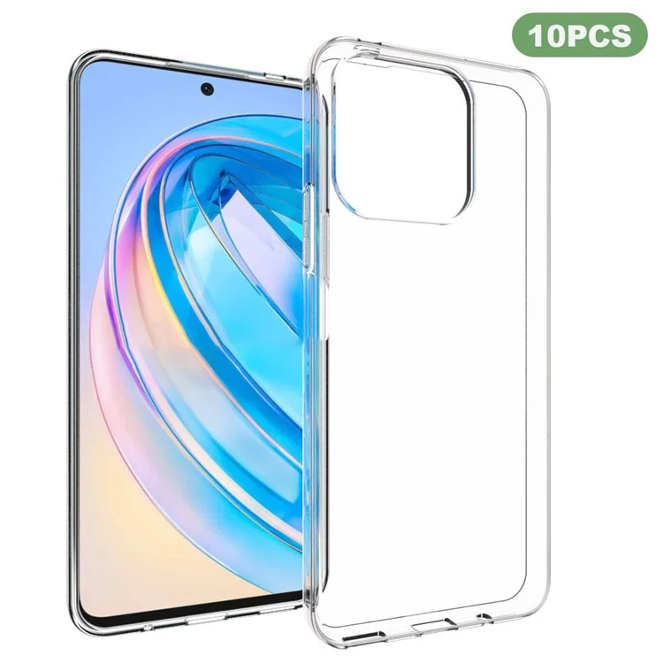 10Piezas / Paquete Para Estuche de teléfono inteligente Honor X8a 4G Sin marca de agua interior Suave TPU Cubierta de teléfono móvil transparente