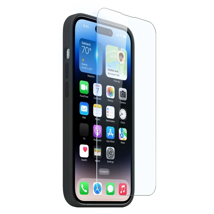 NORTHJO For iPhone 14 Pro Magnetic Silicone Phone Case with Tempered Glass Film+Camera Lens Protector - Black