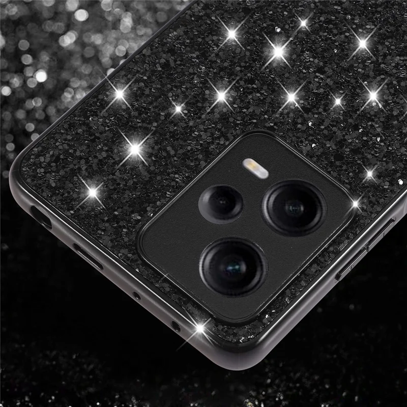 For Xiaomi Redmi Note 12 Pro 5G Glitter Sequins Phone Case Electroplating TPU Frame Back PC Shockproof Cover - Silver
