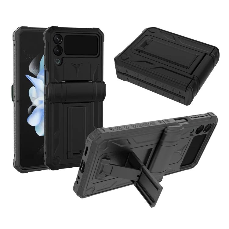 Étui pour téléphone portable GW30 PC pour Samsung Galaxy Z Flip4 5G, étui de protection antichoc avec support - Noir