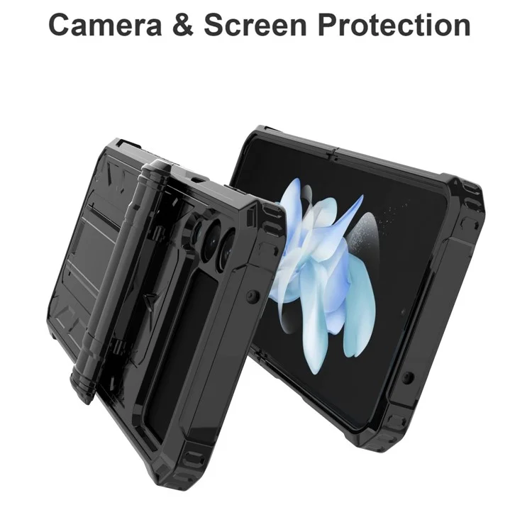 Étui pour téléphone portable GW30 PC pour Samsung Galaxy Z Flip4 5G, étui de protection antichoc avec support - Noir