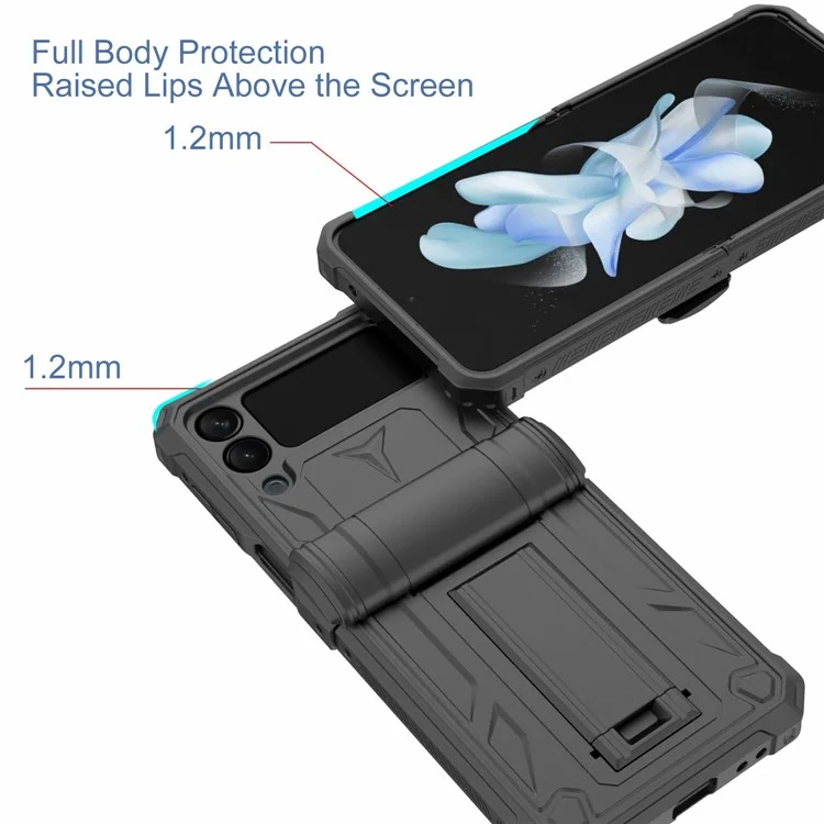 Étui pour téléphone portable GW30 PC pour Samsung Galaxy Z Flip4 5G, étui de protection antichoc avec support - Noir