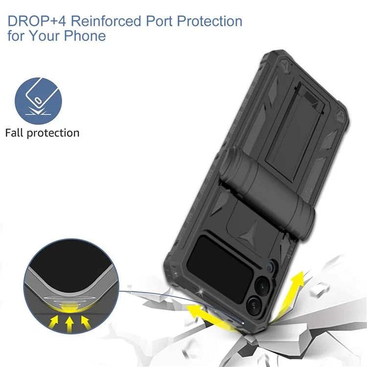 Étui pour téléphone portable GW30 PC pour Samsung Galaxy Z Flip4 5G, étui de protection antichoc avec support - Noir