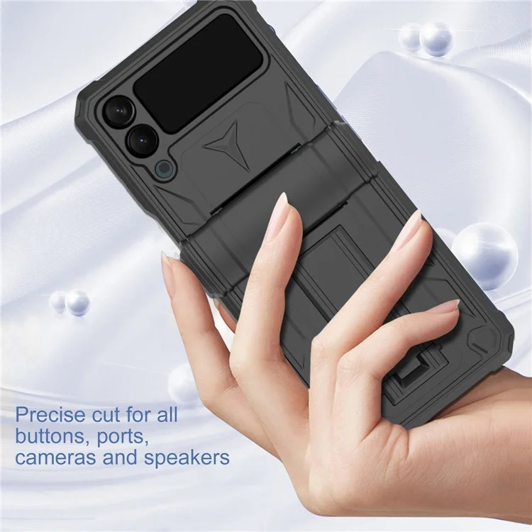 Étui pour téléphone portable GW30 PC pour Samsung Galaxy Z Flip4 5G, étui de protection antichoc avec support - Noir