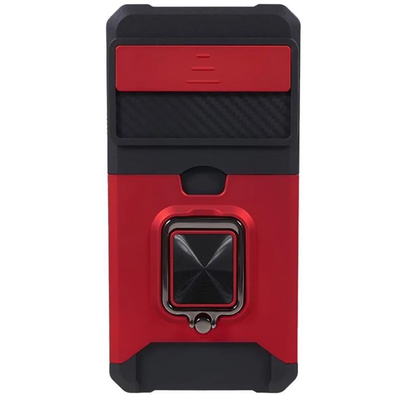 For Google Pixel 8 Card Holder Kickstand Phone Case Slide Lens Protection PC+TPU Phone Cover - Red